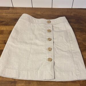 Ann Taylor Cream A-Line Skirt with Button Detail 0 petite